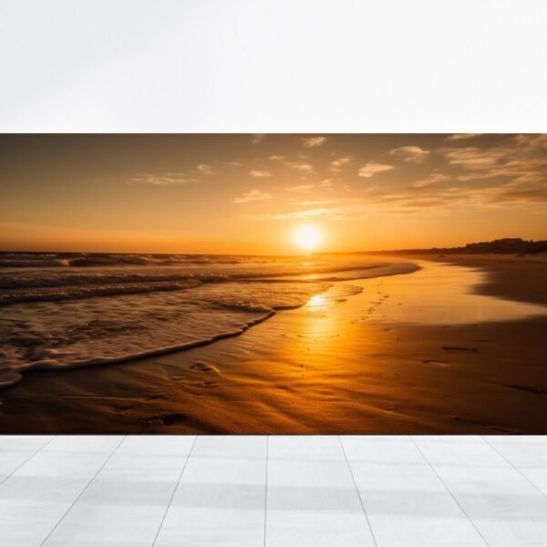 Sunset Beach Ocean Canvas, Sunset Landscape Painting Print Canvas Stretched Wall Art Decor, Tropical Beach Sea Print, Large Modern Art Frame