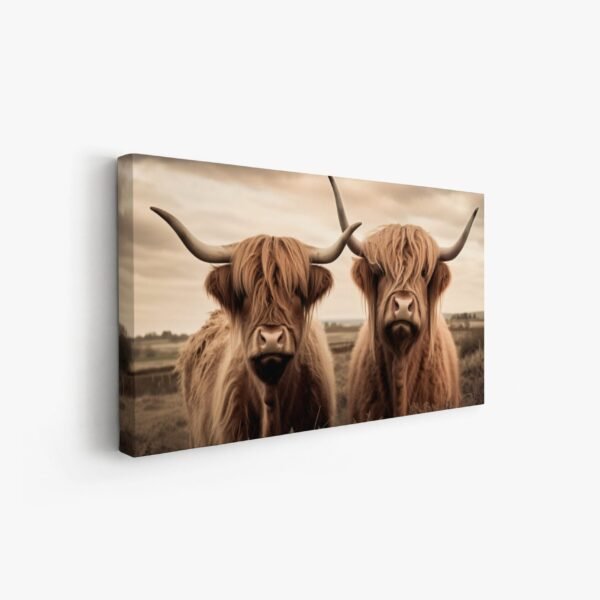 Highland Cow Canvas Wall Art Farmhouse Decor, Rustic Scottish Cow Animal Painting, Cow Wall Art Country Home Decor, Animal Picture Artwork