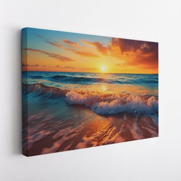 Beach Sunset Print, Ocean Landscapes Canvas Wall Art, Tropical Sunrise Beach Portrait HD, Sea Landscape Coastal Canvas Large Wall Art Print