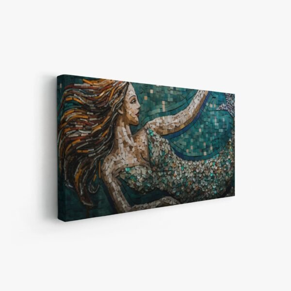 Mermaid Painting Mosaic Print, Elegant Mermaid Art Colorful Vibrant Large Canvas,  Ocean Beauty for Dreamy Home Decor