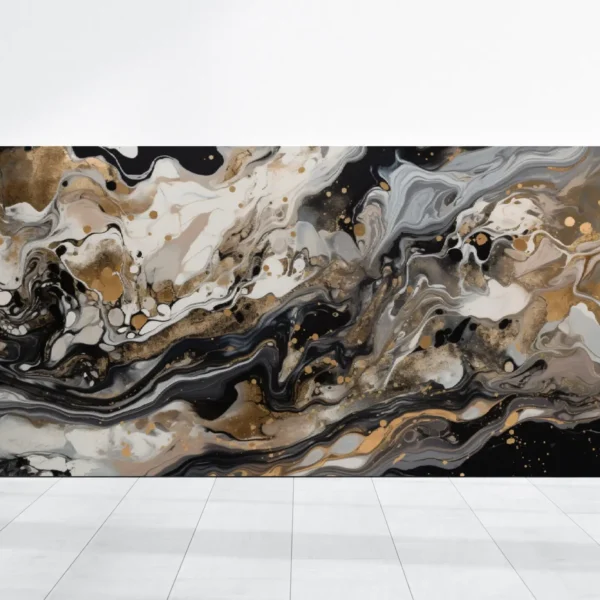 Marble Abstract Painting Modern Contemporary Canvas Wall Art Black White Gold Beautiful Large Home Decor Vibrant Colorful Living Room Print