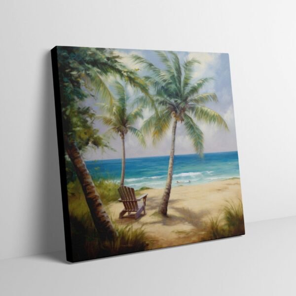 Beach Painting Art, Sunset Ocean View Relaxation Wall Art, Tropical Paradise Shoreline Seashore Canvas Print