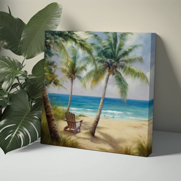 Beach Painting Art, Sunset Ocean View Relaxation Wall Art, Tropical Paradise Shoreline Seashore Canvas Print