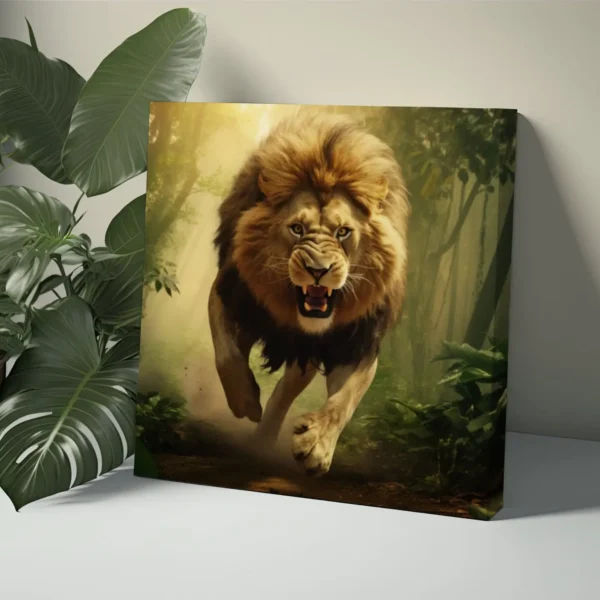 Lion Jungle Animals HD Wildlife Photography Art Painting Picture Canvas, King of The Jungle Roaring Nature Art Home Decor Large Wall Art