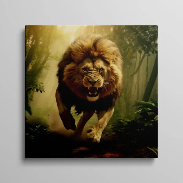 Lion Jungle Animals HD Wildlife Photography Art Painting Picture Canvas, King of The Jungle Roaring Nature Art Home Decor Large Wall Art