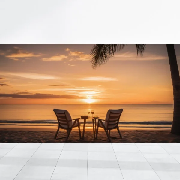 Summer Beach Wall Art Beach Chairs with Palm Trees HD Photo Wall Decor Ocean Beach Painting for  Bedroom Living Room Canvas Home Decor