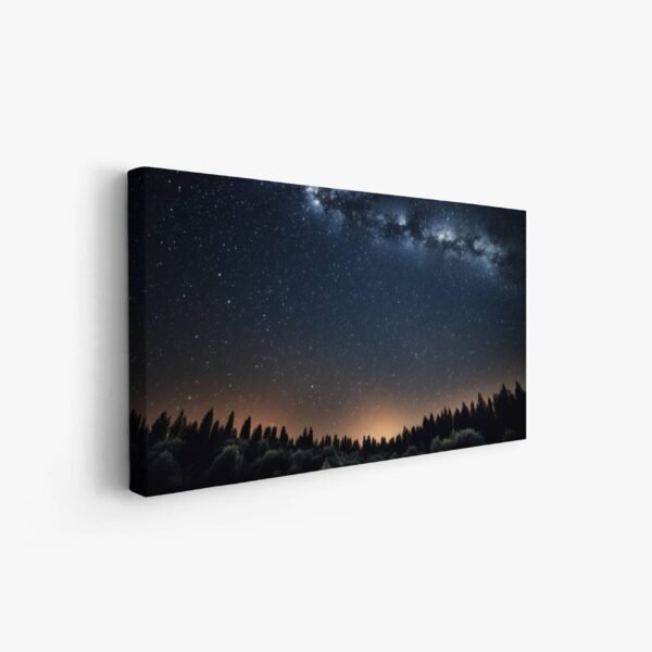 Milky Way Photo Dark Night Sky Stars Picture, Landscape Trees Forest Astrology Nature Artwork, Beautiful View Large Wall Art Poster Portrait