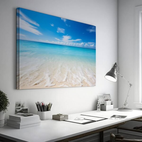 Ocean Water Waves, Beach Seascapes Landscape, Blue Waters Blue Skies Portrait, Beach Wall Art, Ocean Photography, HD Coastal Canvas Decor