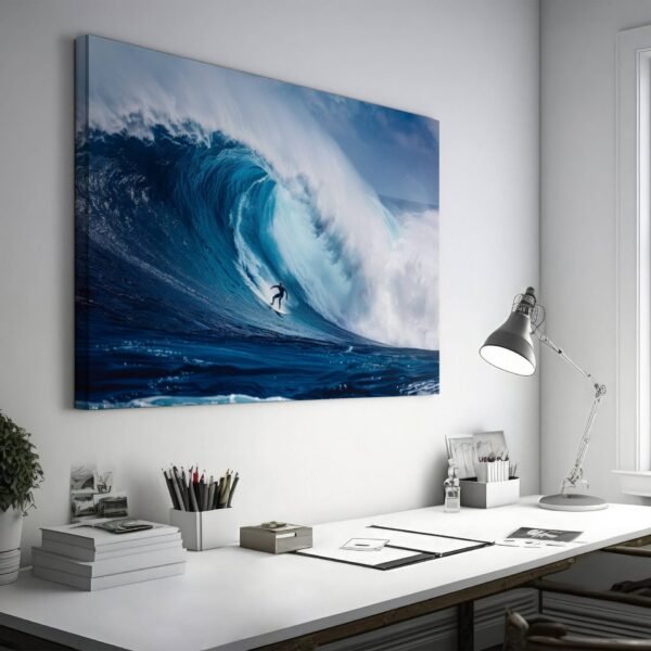Surfing Photo, Hawaii Beach Surfing, Surfer Image Print, Huge Ocean Wave, Beach House Decor, Coastal Wall Art, Seascapes Poster Canvas