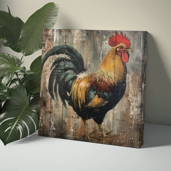 Rooster Painting, Farm Animals Artwork, Chicken Painting Farmhouse Decor, Rooster Wall Art Kitchen Decor, Vintage Rooster Print Antique