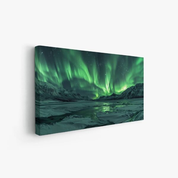 Northern Lights Aurora Borealis Landscape, Northern Lights Alaska Photography, Nature Mountains Colorful Night Sky Poster Print Wall Art