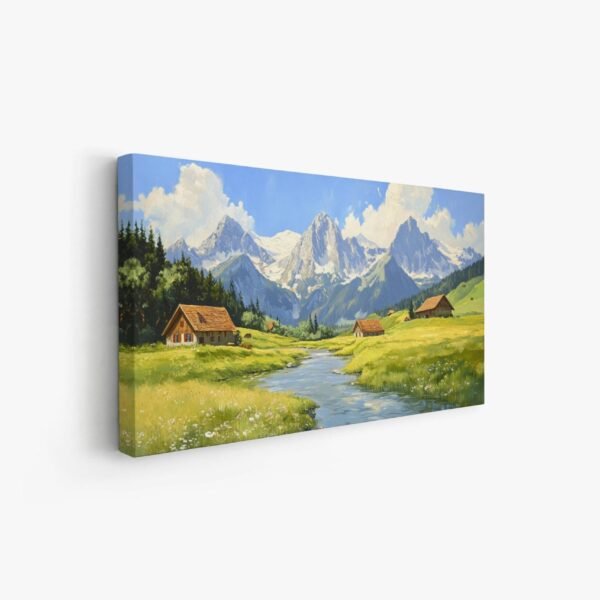 Switzerland Painting, Swiss Alps Art, Zermatt Mountains Landscape, Alpine Poster, Mountains Wall Art Decor, Switzerland Framed Canvas