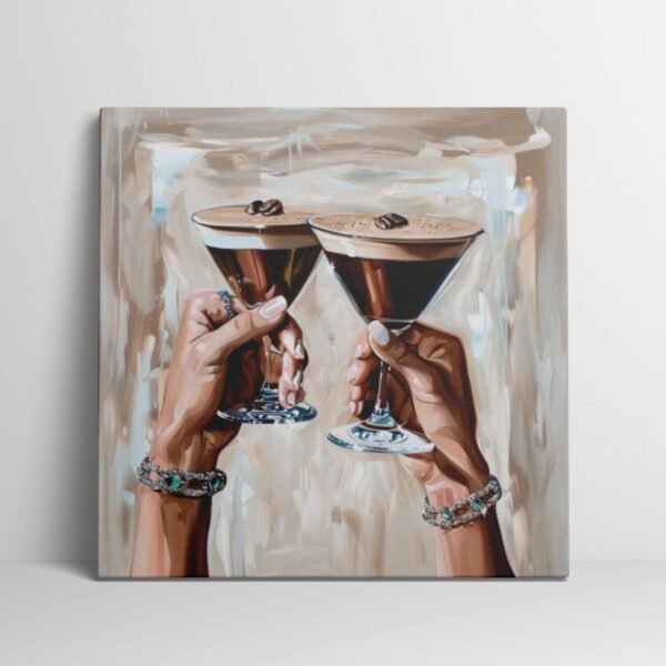 Espresso Martini Painting, Cocktail Painting, Vodka Painting, Alcohol Happy Hour Bar Art, Modern Kitchen Art Decor, Feminine Cocktail Art