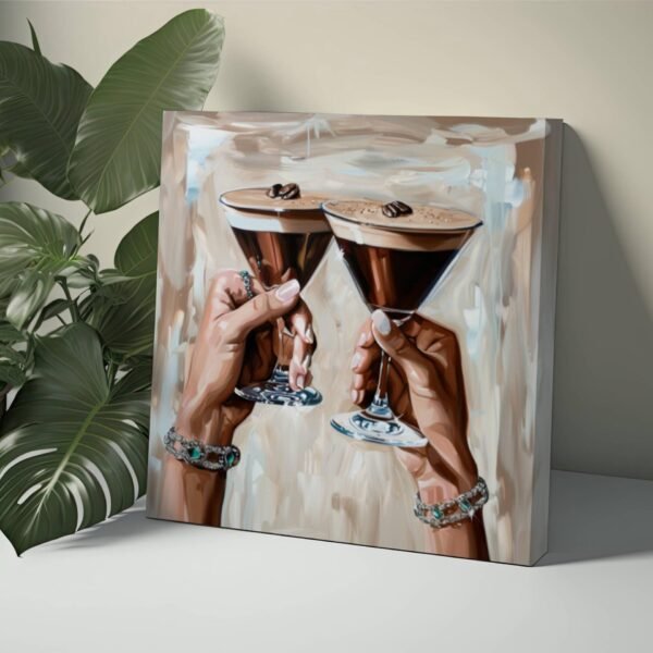 Espresso Martini Painting, Cocktail Painting, Vodka Painting, Alcohol Happy Hour Bar Art, Modern Kitchen Art Decor, Feminine Cocktail Art