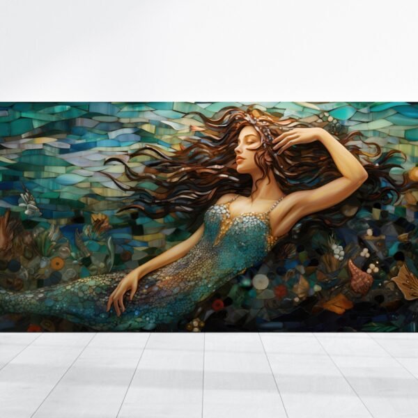 Mermaid Decor, Colorful Mermaid Art Large Canvas, Majestic Creature Mermaid Fantasy Art Print, Ocean Beauty Living Room Bathroom Home Decor