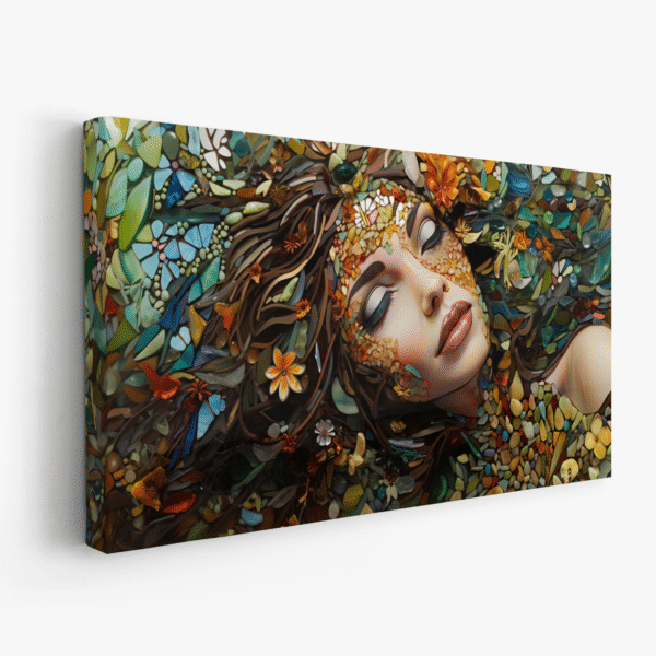 Woman Painting, Modern Women Art, Mermaid Flower Poster, Colorful Majestic Creature Fantasy Drawing, Earthy Magical Princess Goddess Canvas